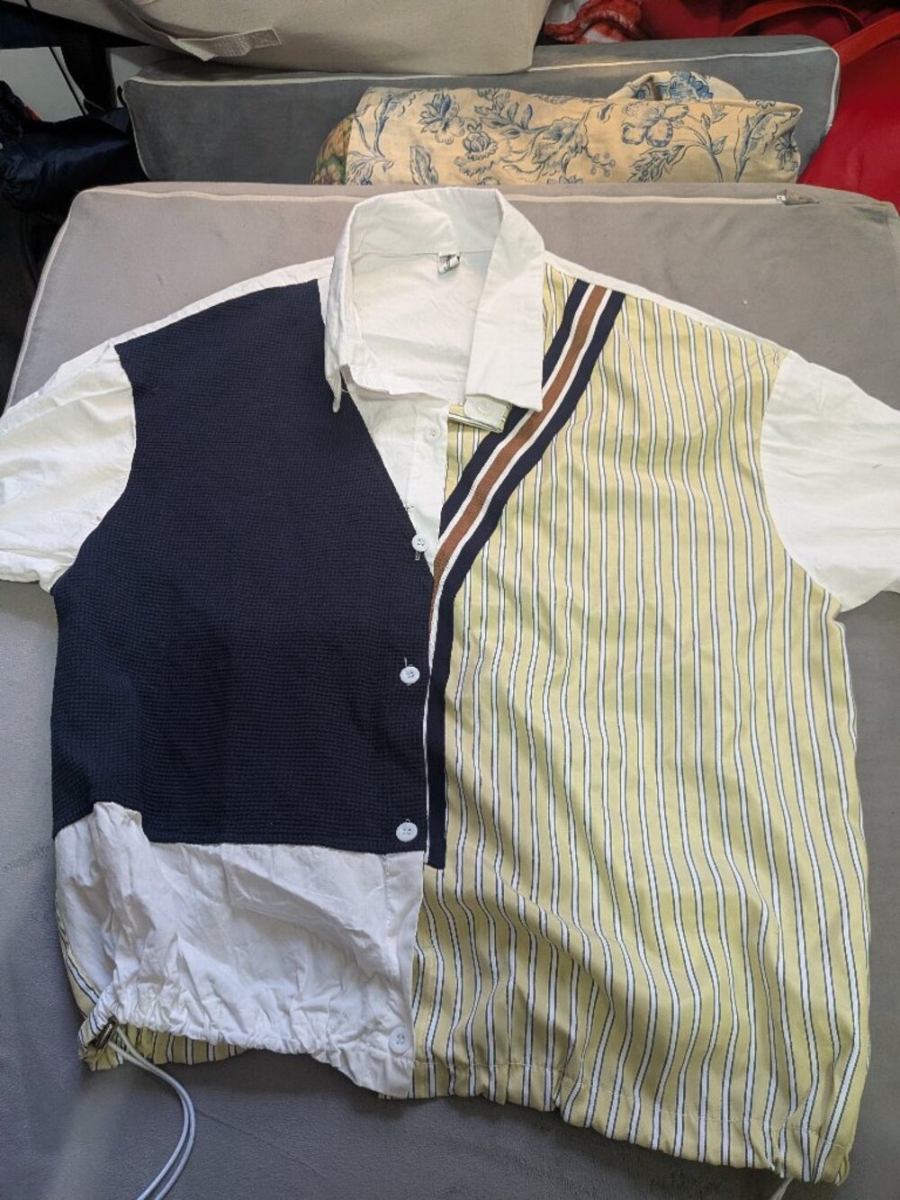 Unique Color Blocked Button-Up Shirt